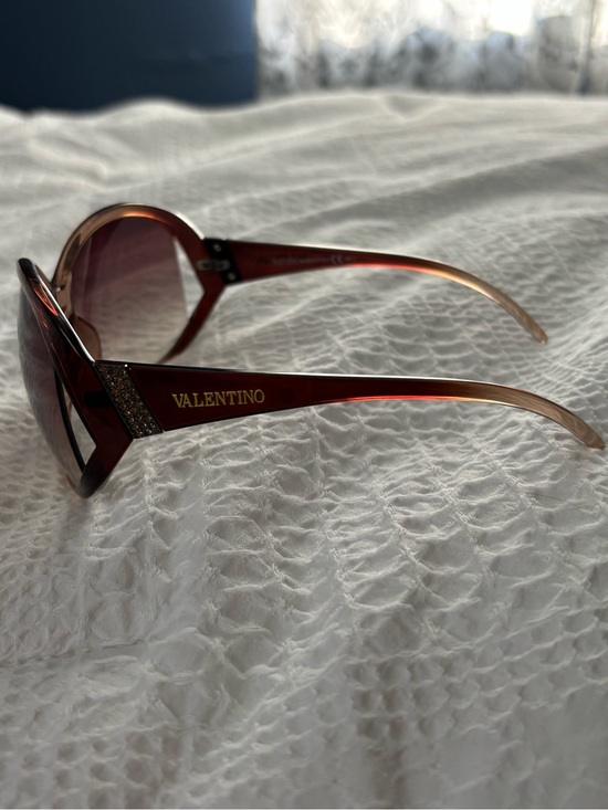 Valentino Brown Gradient Women\'s Shield Sunglasses with Gold Logo